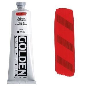 GOLDEN Heavy‎ Body Cadmium Red Medium Lightfastness Acrylic Tube 5 oz NEW